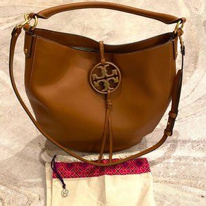 Tori Burch Miller Metal-Logo Slouchy Hobo